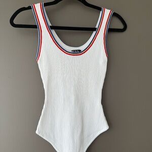 Ribbed Tanktop Multi-Coloured Bodysuit Thick Material sz S Festival Concert Y2K